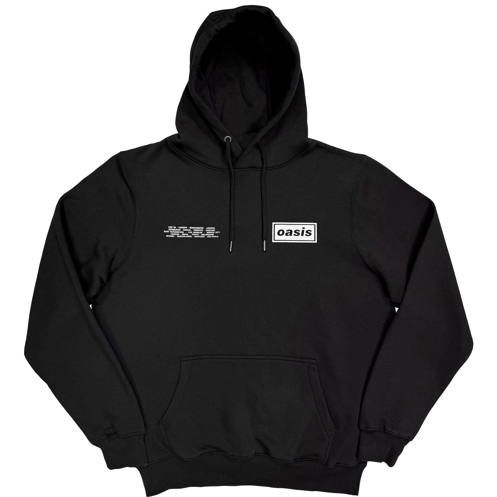Oasis Unisex Pullover Hoodie: Global Cities Logo (Black) (Ex-Tour)