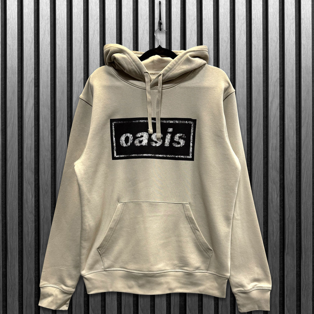 Oasis Unisex Pullover Hoodie: Stencil Logo (Stone) (Ex-Tour)