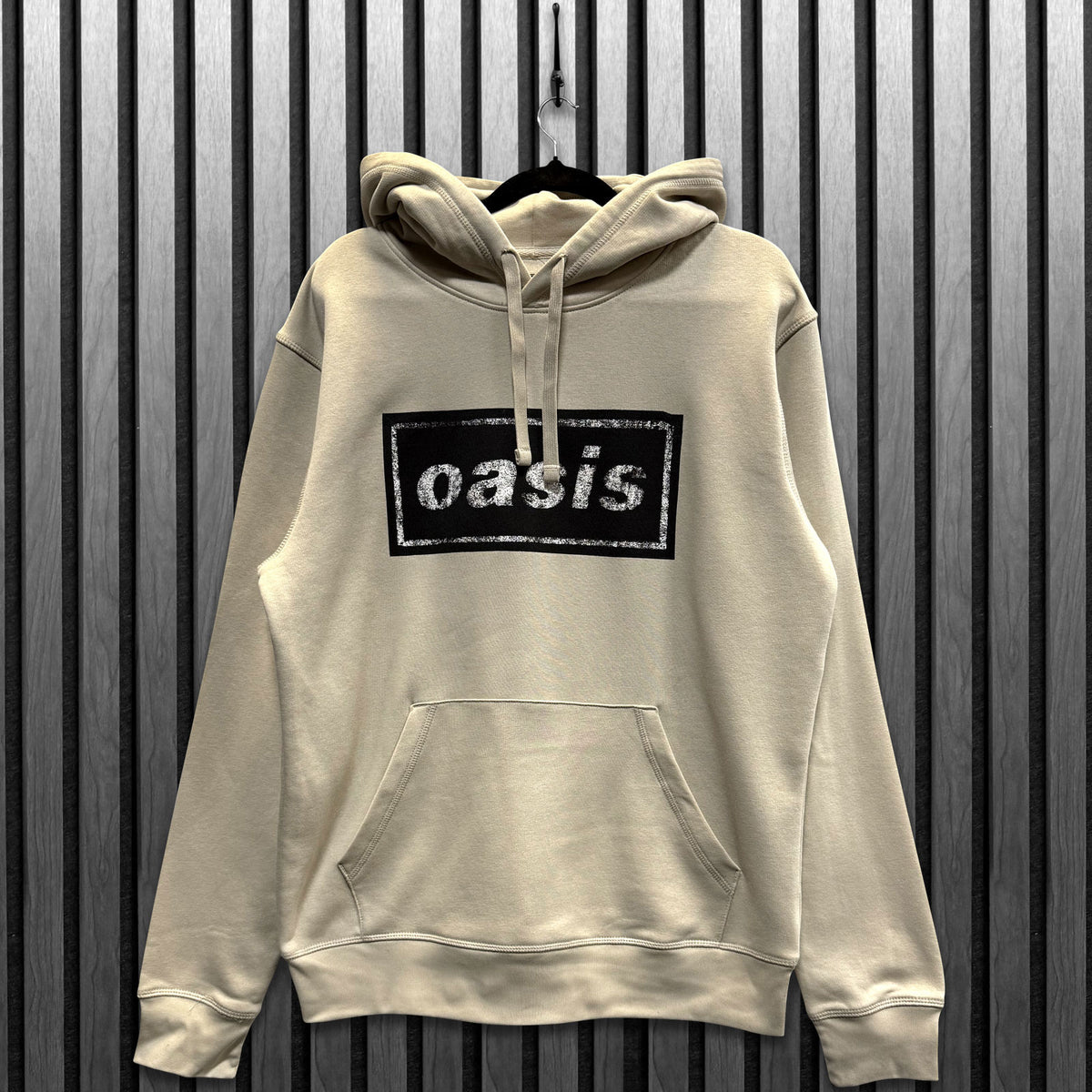 Oasis Unisex Pullover Hoodie: Stencil Logo (Stone) (Ex-Tour)