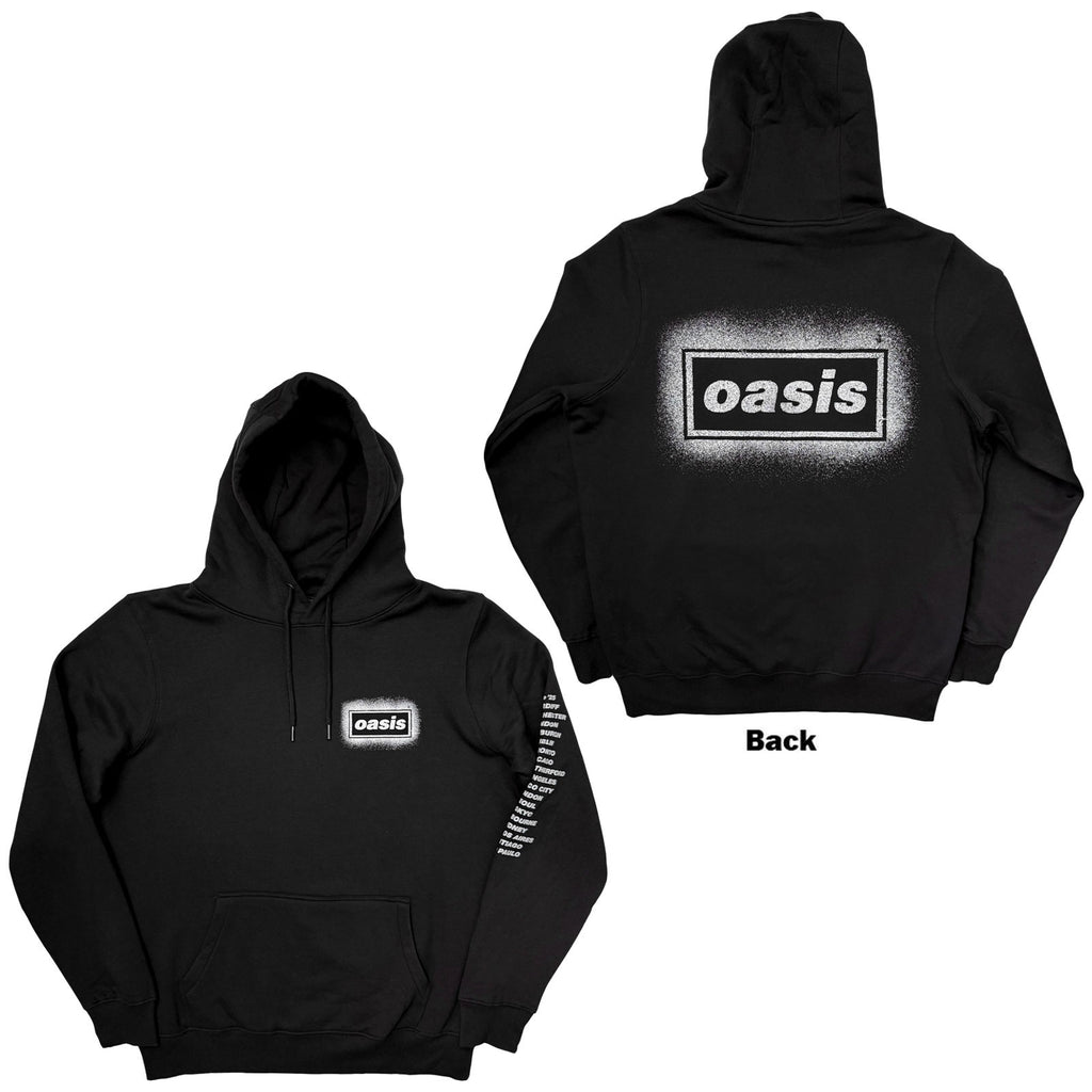 Oasis Unisex Pullover Hoodie: Spray Live '25 World Tour (Black) (Back Print & Ex-Tour)