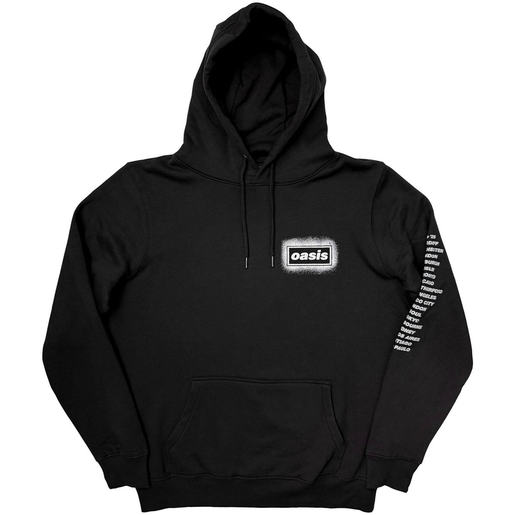 Oasis Unisex Pullover Hoodie: Spray Live '25 World Tour (Black) (Back Print & Ex-Tour)