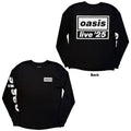 Oasis Unisex Long Sleeve T-Shirt: Live '25 Lockup (Black) (Back Print & Ex-Tour)