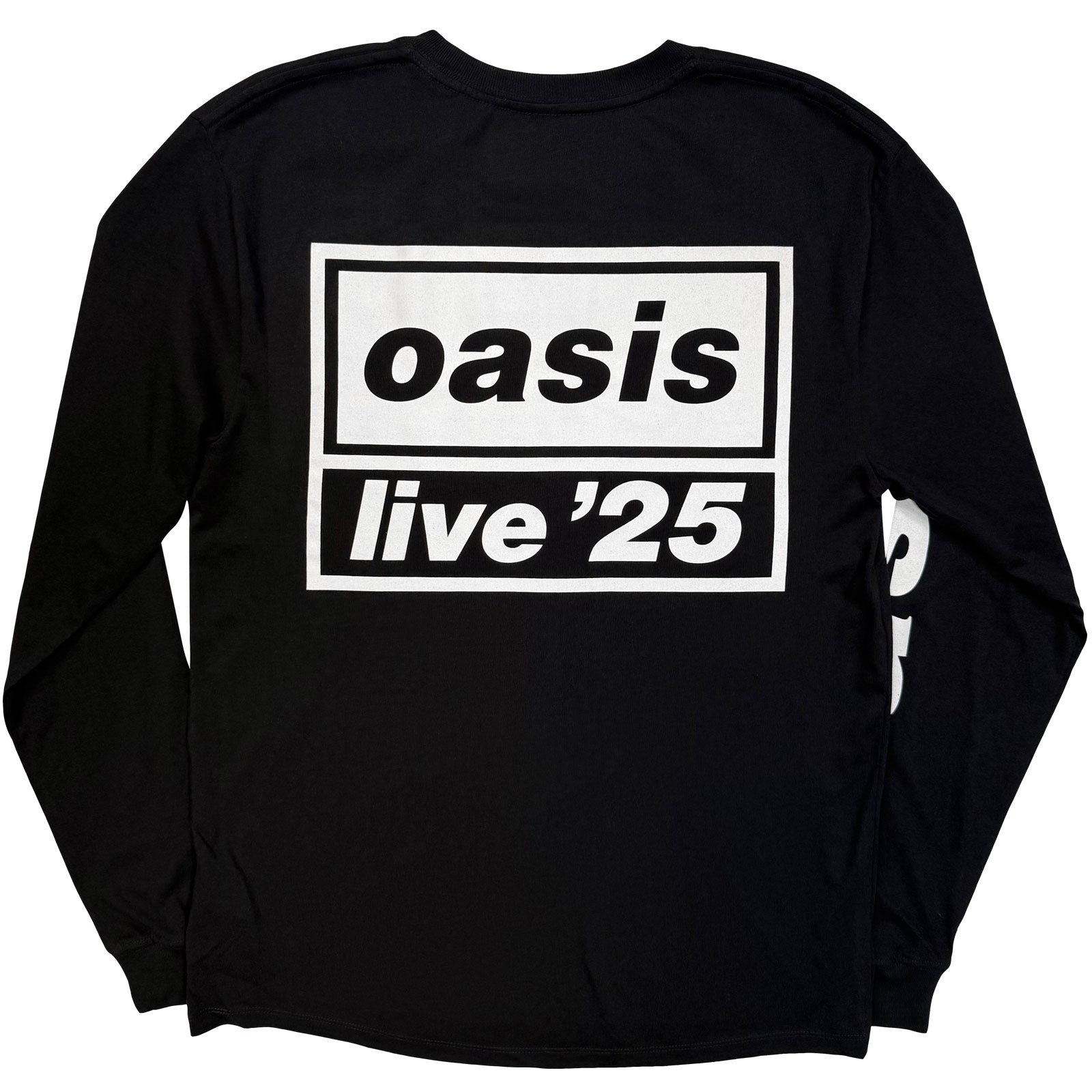 Oasis Unisex Long Sleeve T-Shirt: Live '25 Lockup (Black) (Back Print & Ex-Tour)
