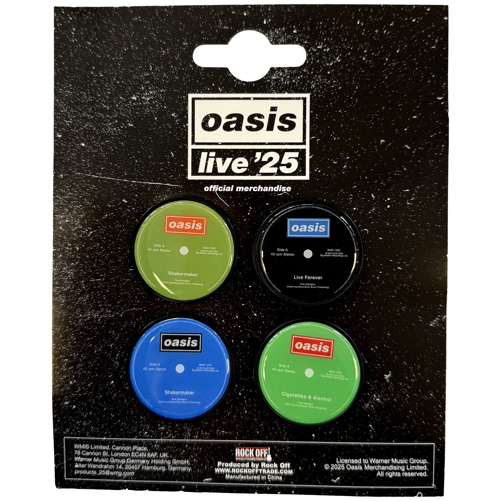Oasis Fridge Magnet Set: Single Discs (Ex-Tour)