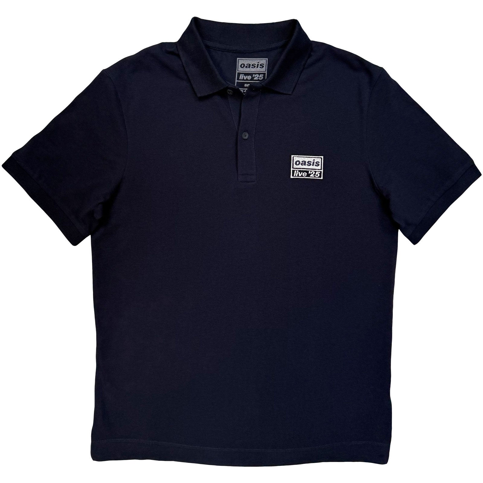 Oasis Unisex Polo Shirt: Live '25 Lockup (Navy Blue) (Ex-Tour)