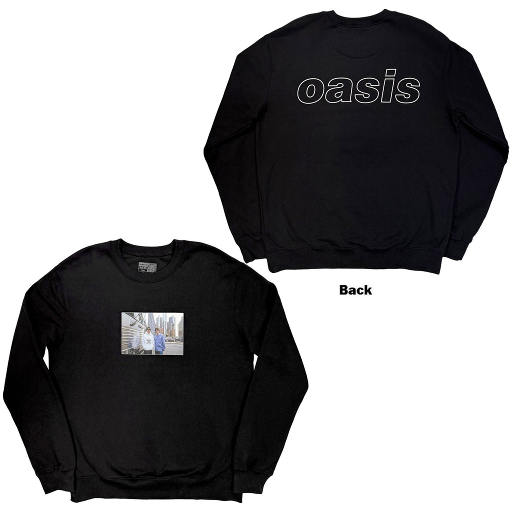 Oasis Unisex Sweatshirt: Detroit Bus Photo (Black) (Back Print & Ex-Tour)