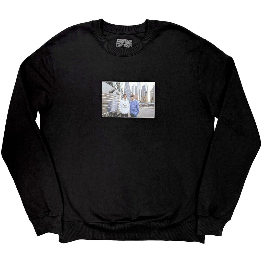 Oasis Unisex Sweatshirt: Detroit Bus Photo (Black) (Back Print & Ex-Tour)