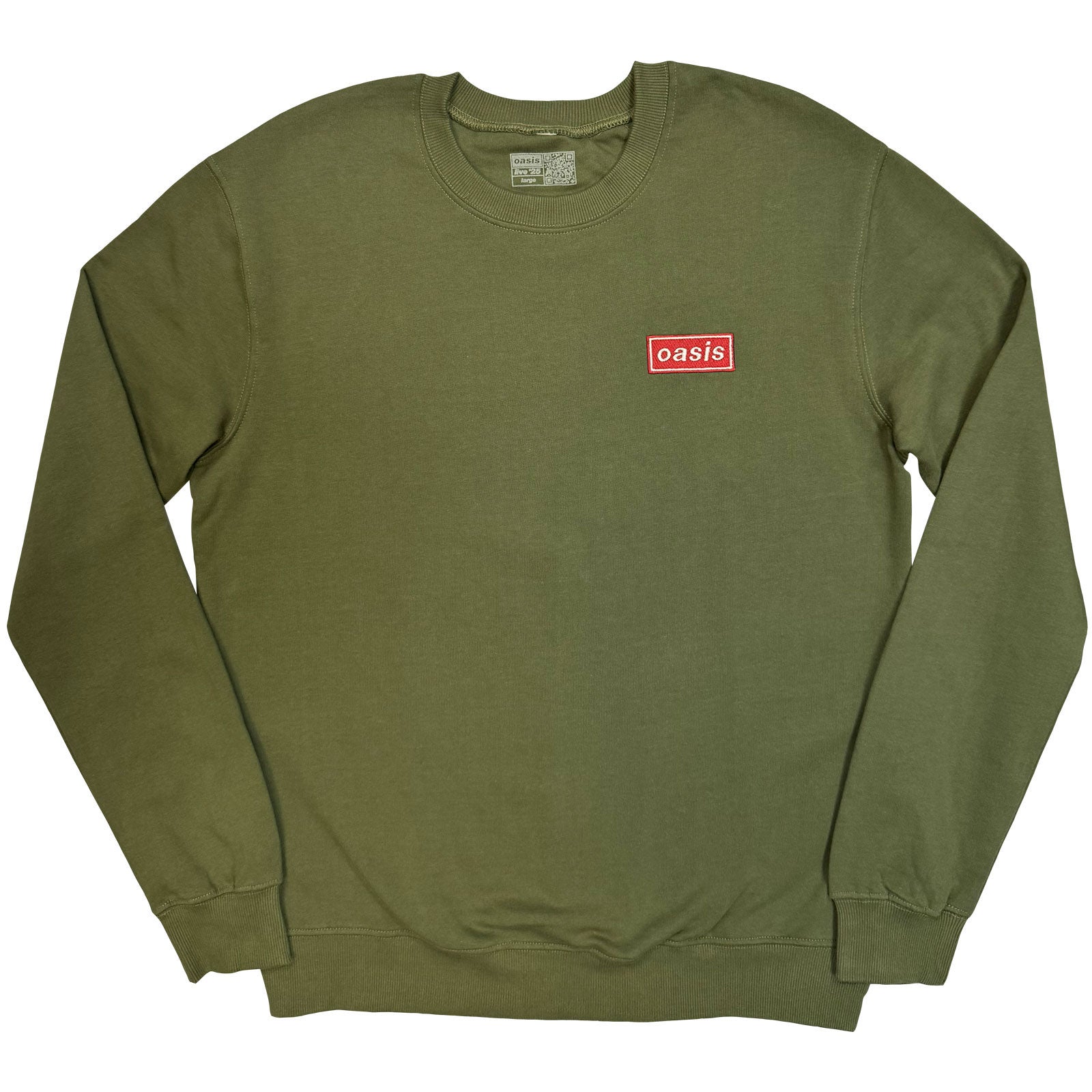 Oasis Unisex Sweatshirt: Red Decca Logo (Khaki Green) (Ex-Tour)