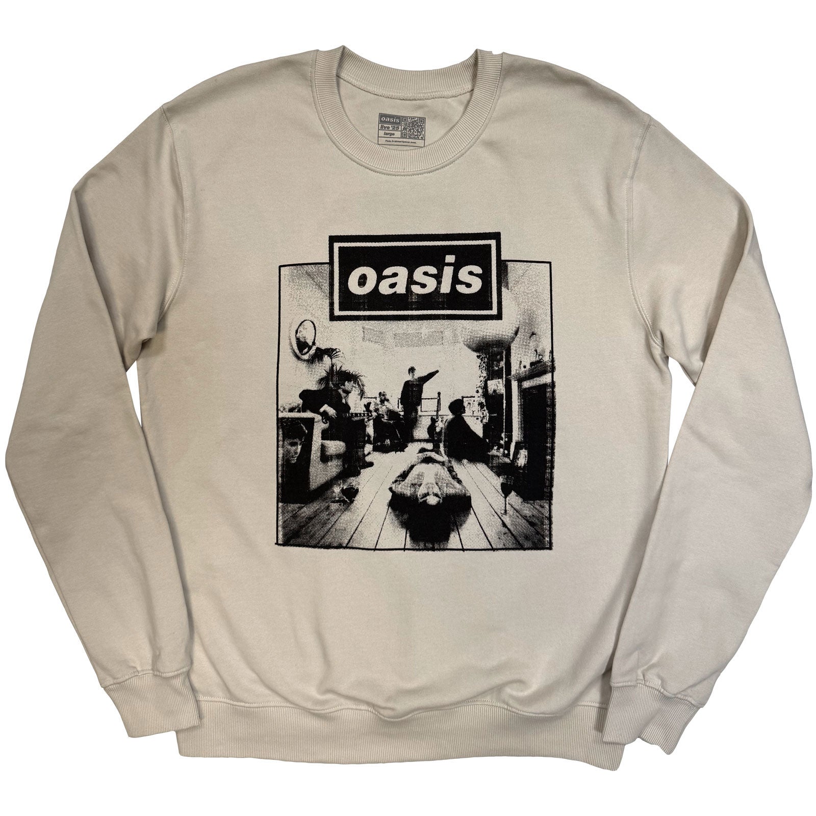 Oasis Unisex Sweatshirt: Definitely Maybe Frame (Stone) (Ex-Tour)
