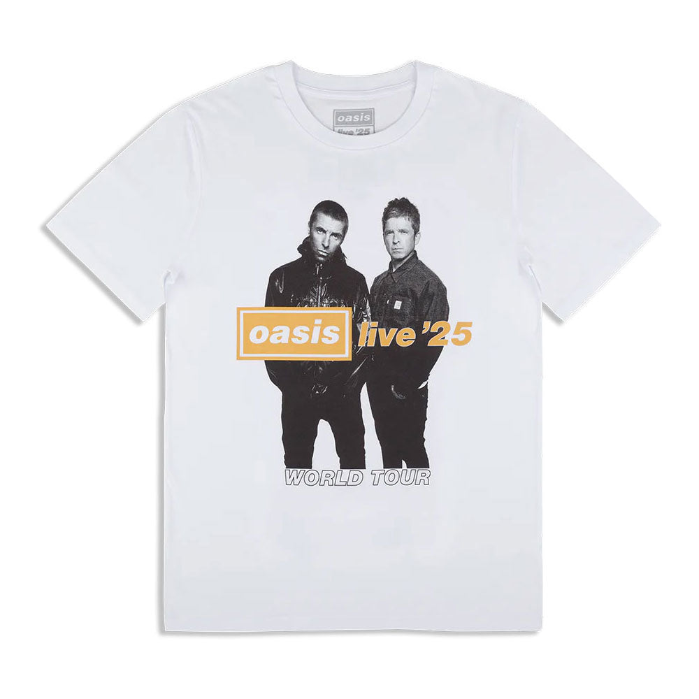 Oasis Unisex T-Shirt: Live '25 Gold Photo (White) (Ex-Tour)