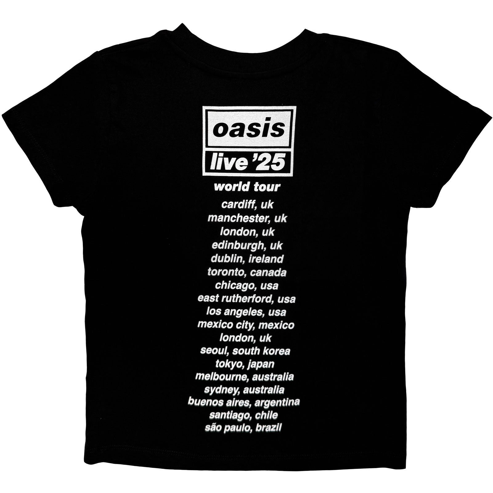Oasis Kids T-Shirt: Wonderwall Live '25 World (Black) (Back Print & Ex-Tour)