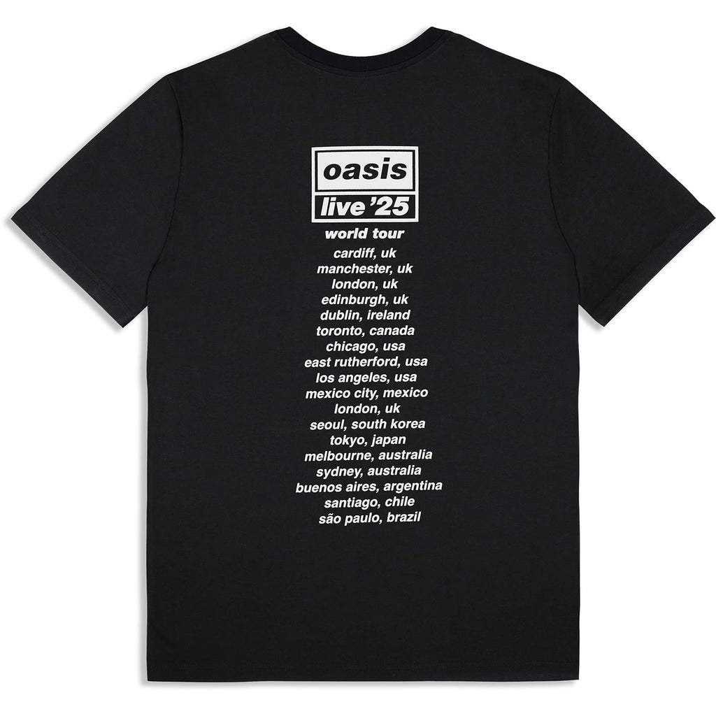 Oasis Unisex T-Shirt: Collage Live '25 World Tour (Black) (Back Print & Ex-Tour)