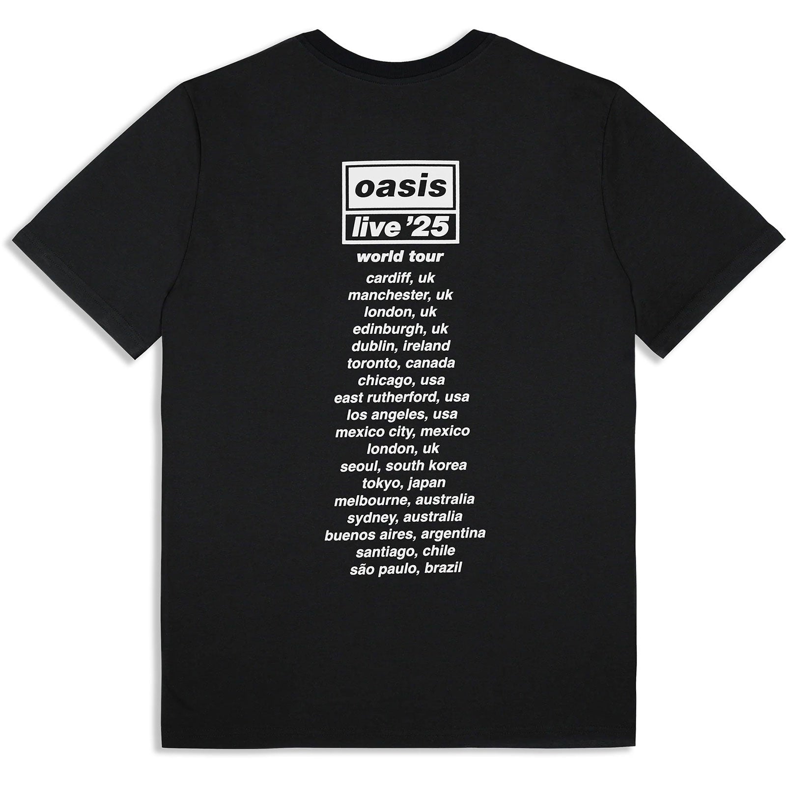 Oasis Unisex T-Shirt: Collage Live '25 World Tour (Black) (Back Print & Ex-Tour)