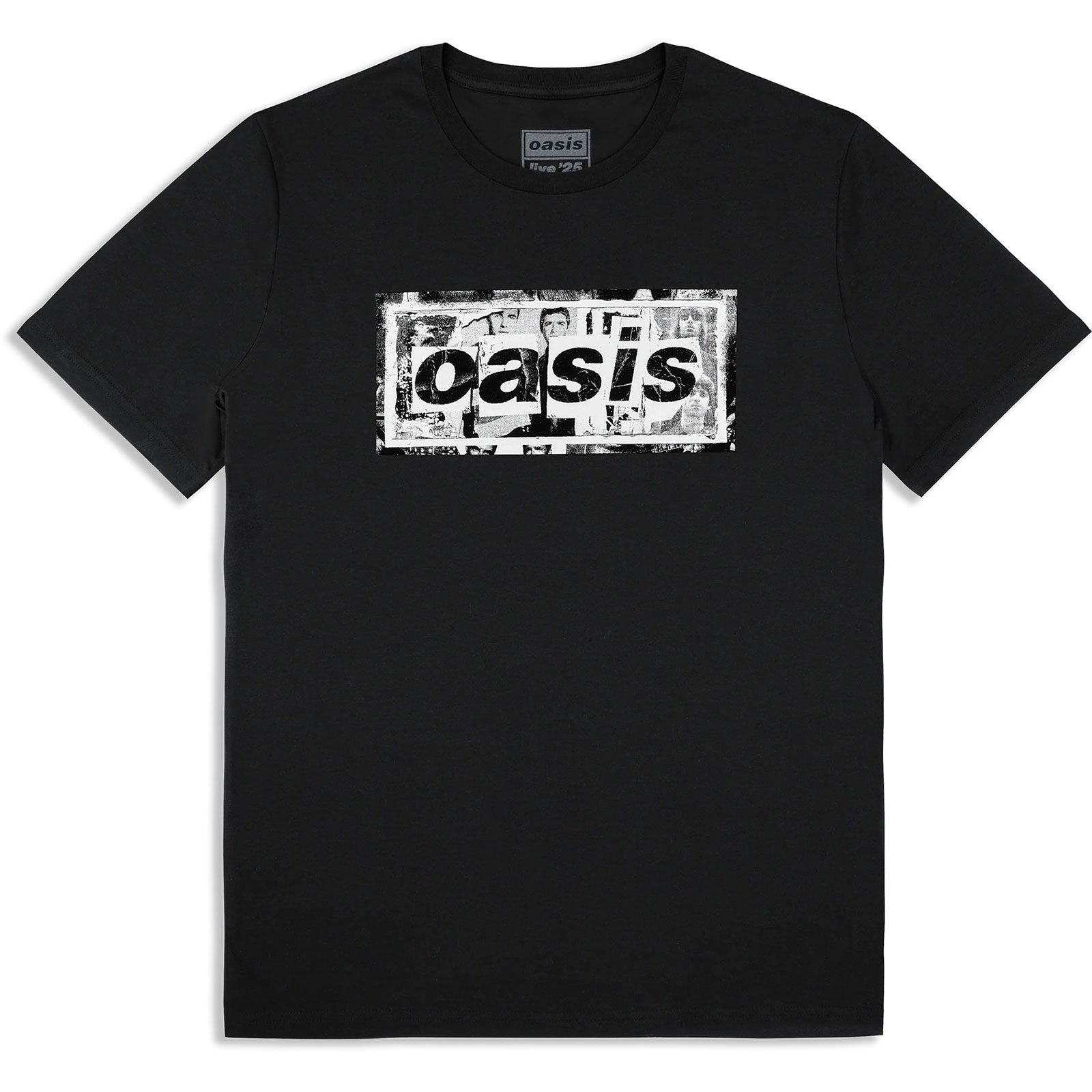 Oasis Unisex T-Shirt: Collage Live '25 World Tour (Black) (Back Print & Ex-Tour)