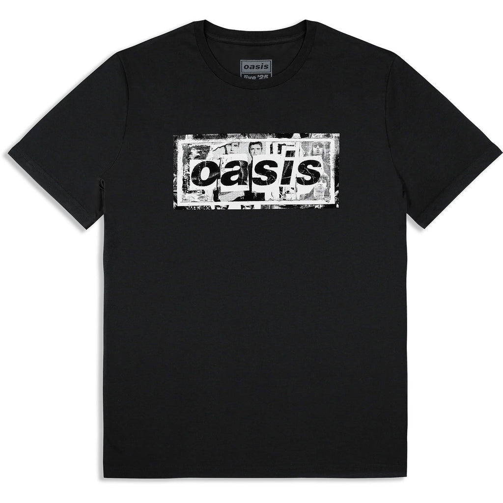 Oasis Unisex T-Shirt: Collage Live '25 World Tour (Black) (Back Print & Ex-Tour)