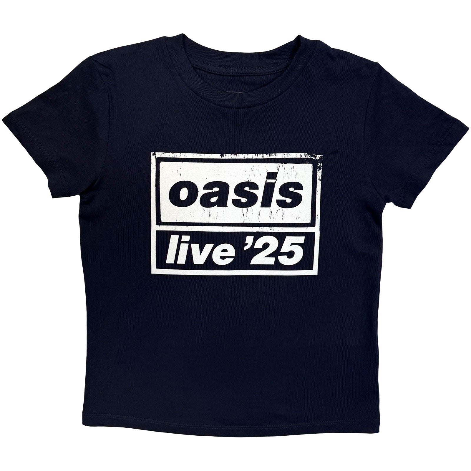 Oasis Kids T-Shirt: Live '25 Distressed Lockup (Navy Blue) (Ex-Tour)