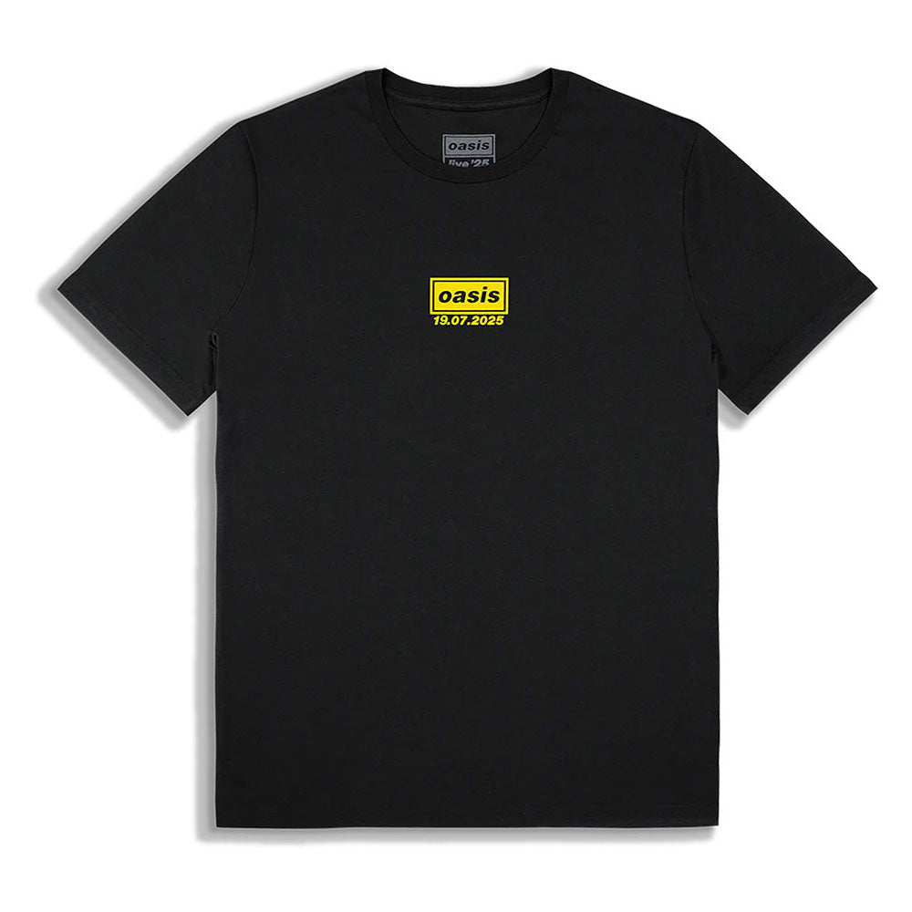 Oasis Unisex T-Shirt: Manchester 19 July Event (Black) (Back Print & Ex-Tour)