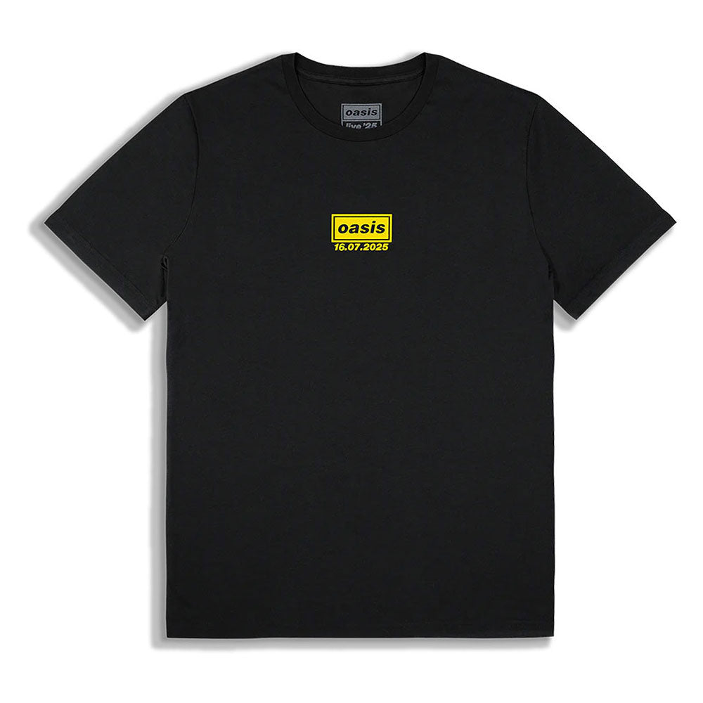Oasis Unisex T-Shirt: Manchester 16 July Event (Black) (Back Print & Ex-Tour)