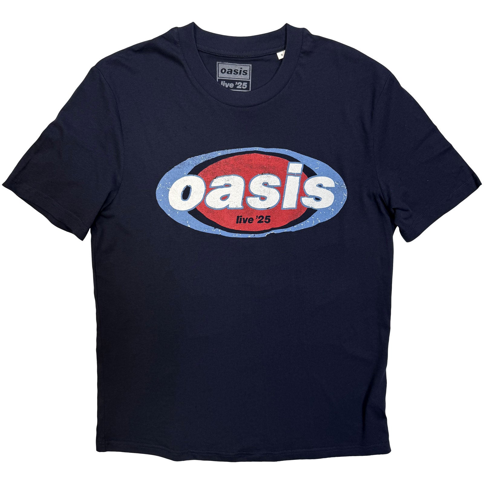 Oasis Unisex T-Shirt: Elliptical Logo (Navy Blue) (Ex-Tour)