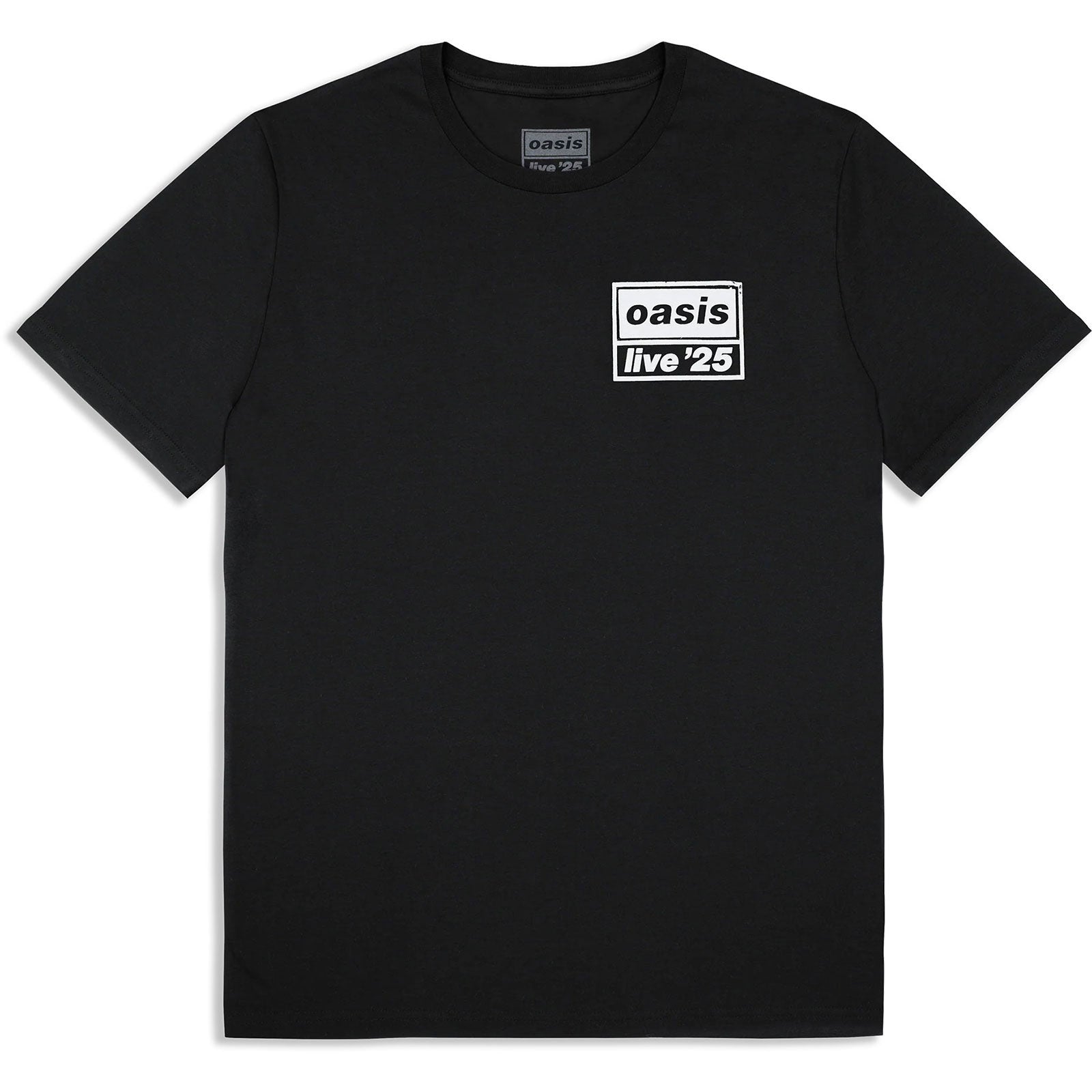 Oasis Unisex T-Shirt: Live 25 Distressed Lockup Pocket (Black) (Ex-Tour)