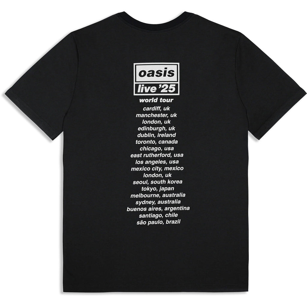 Oasis Unisex T-Shirt: Wonderwall Live 25 World Tour (Black) (Back Print & Ex-Tour)