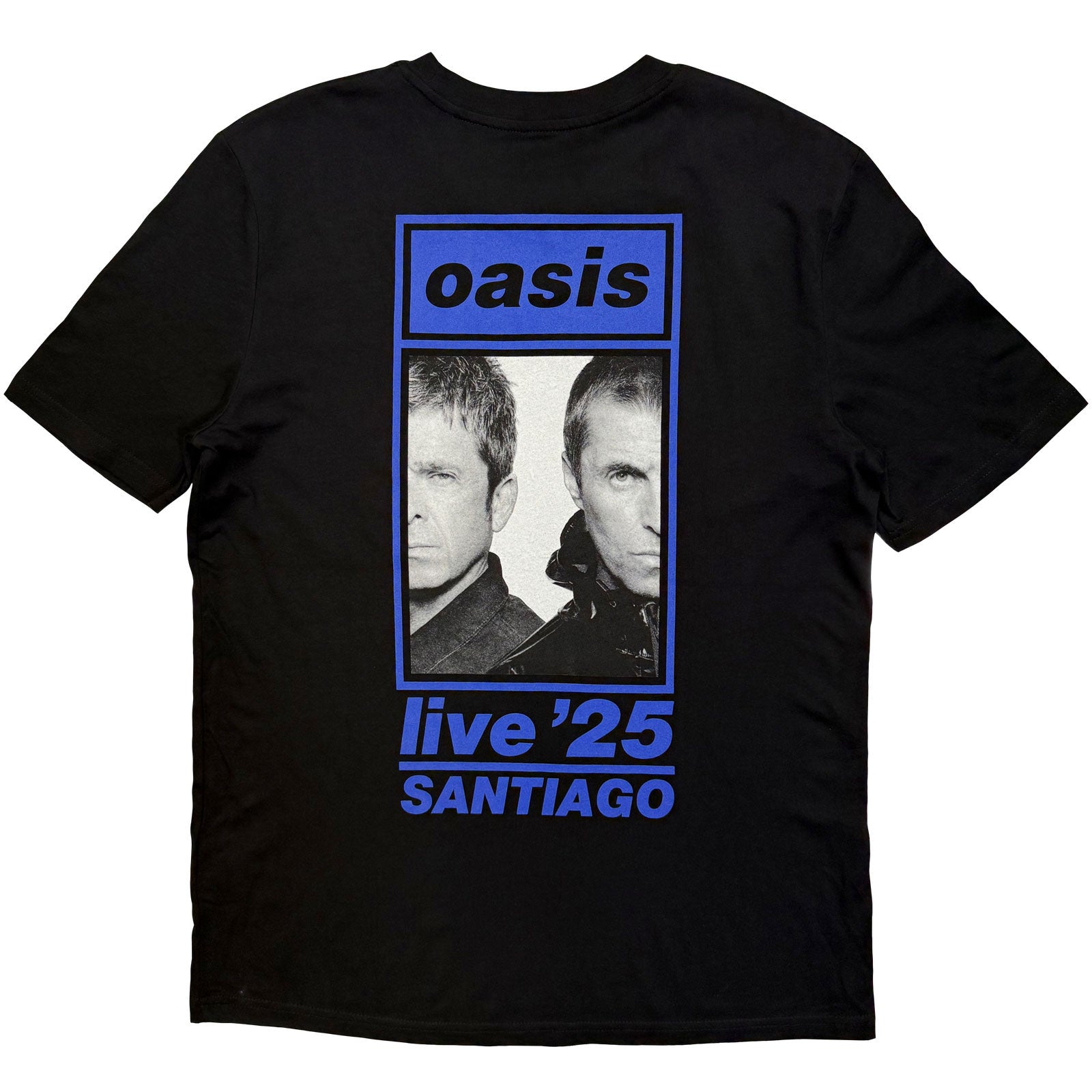 Oasis Unisex T-Shirt: Santiago Half Faces Fan Store (Black) (Back Print & Ex-Tour)