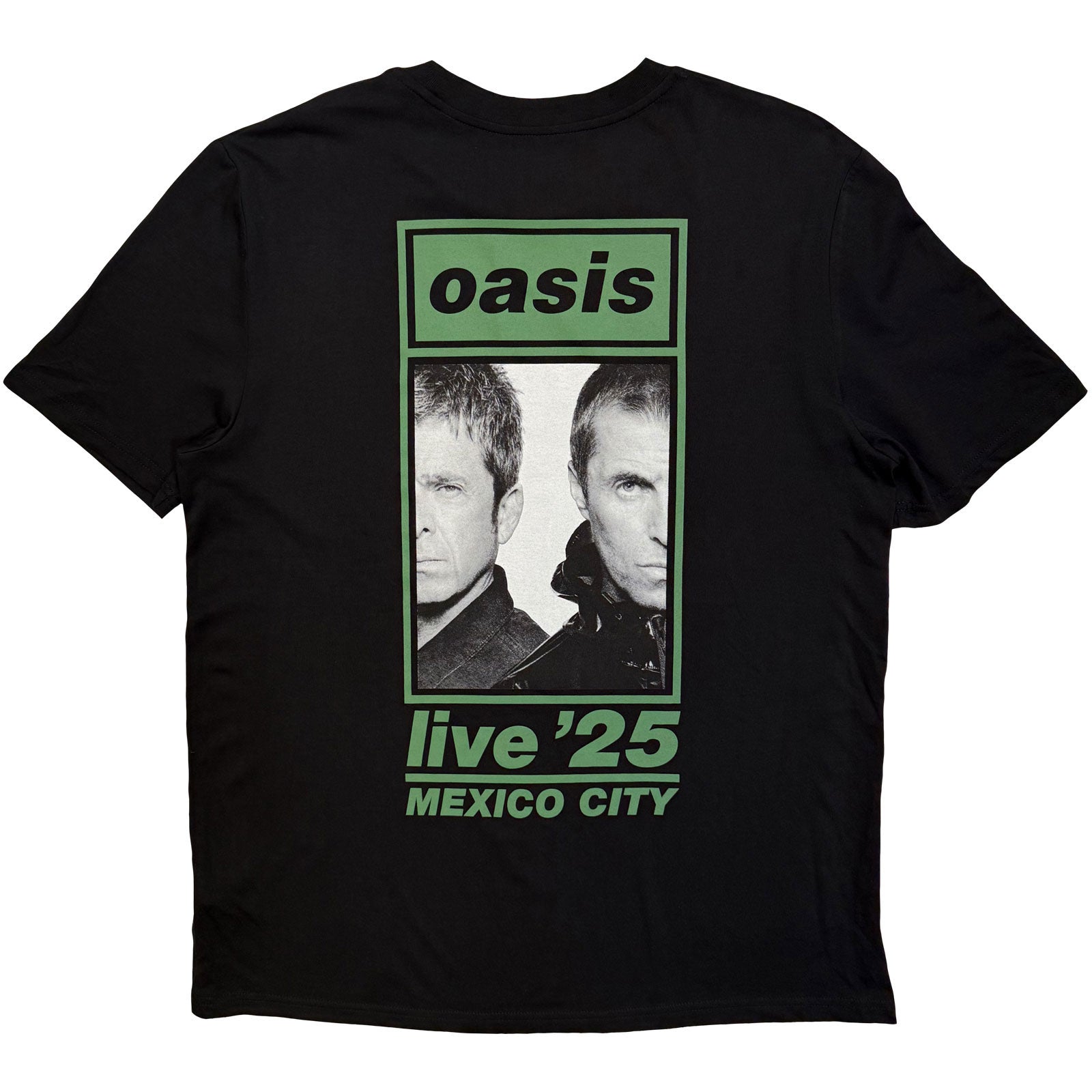 Oasis Unisex T-Shirt: Mexico City Half Faces Fan Store (Black) (Back Print & Ex-Tour)