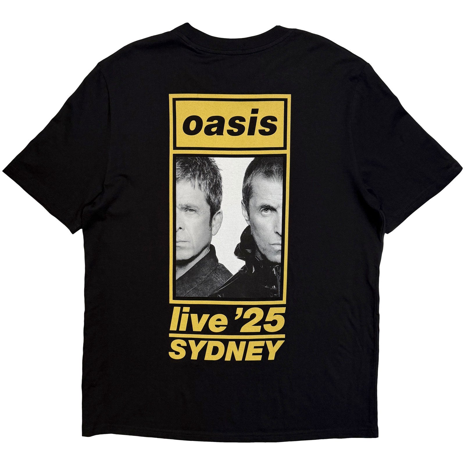 Oasis Unisex T-Shirt: Sydney Half Faces Fan Store (Black) (Back Print & Ex-Tour)