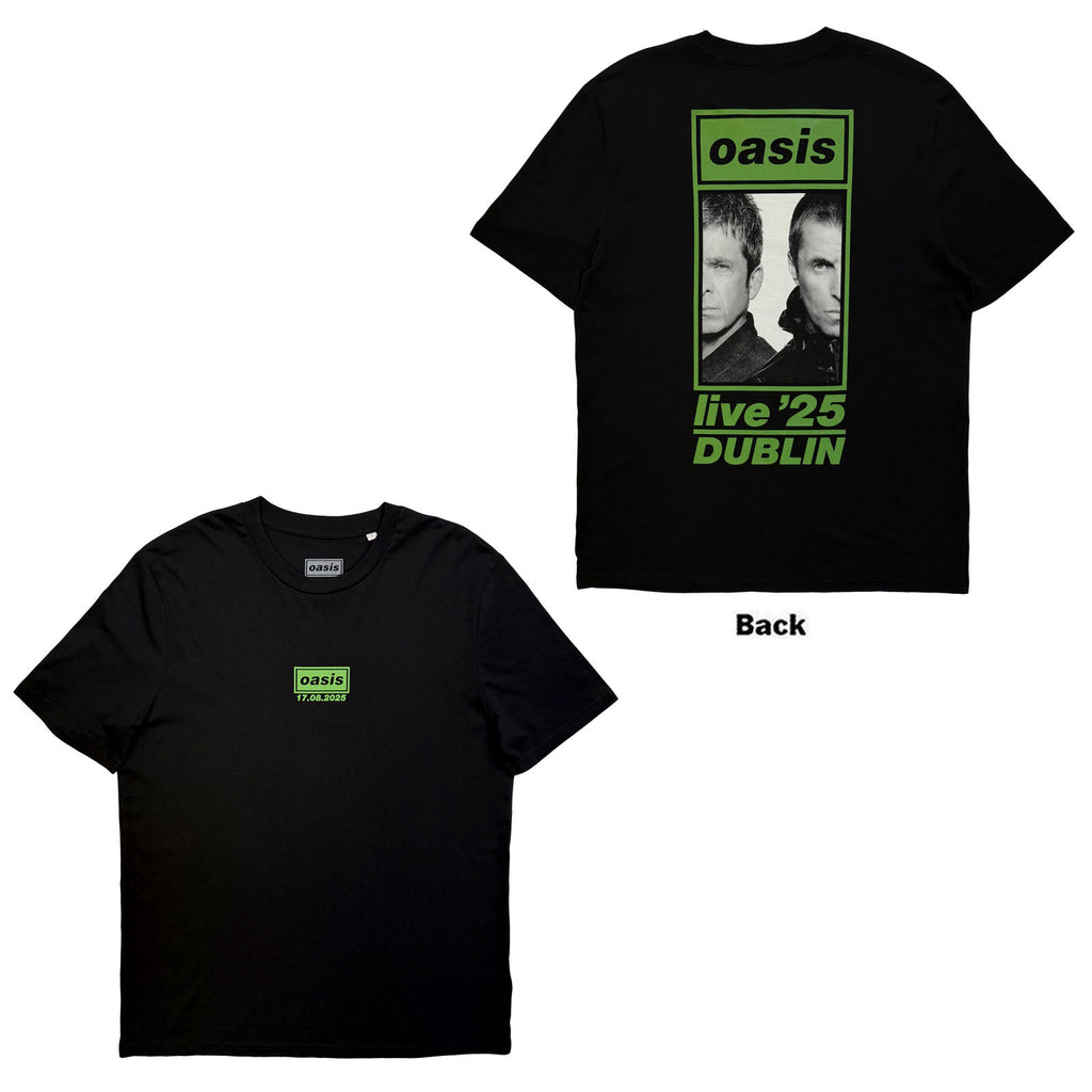 Oasis Unisex T-Shirt: Dublin 17 Aug Event (Black) (Back Print & Ex-Tour)