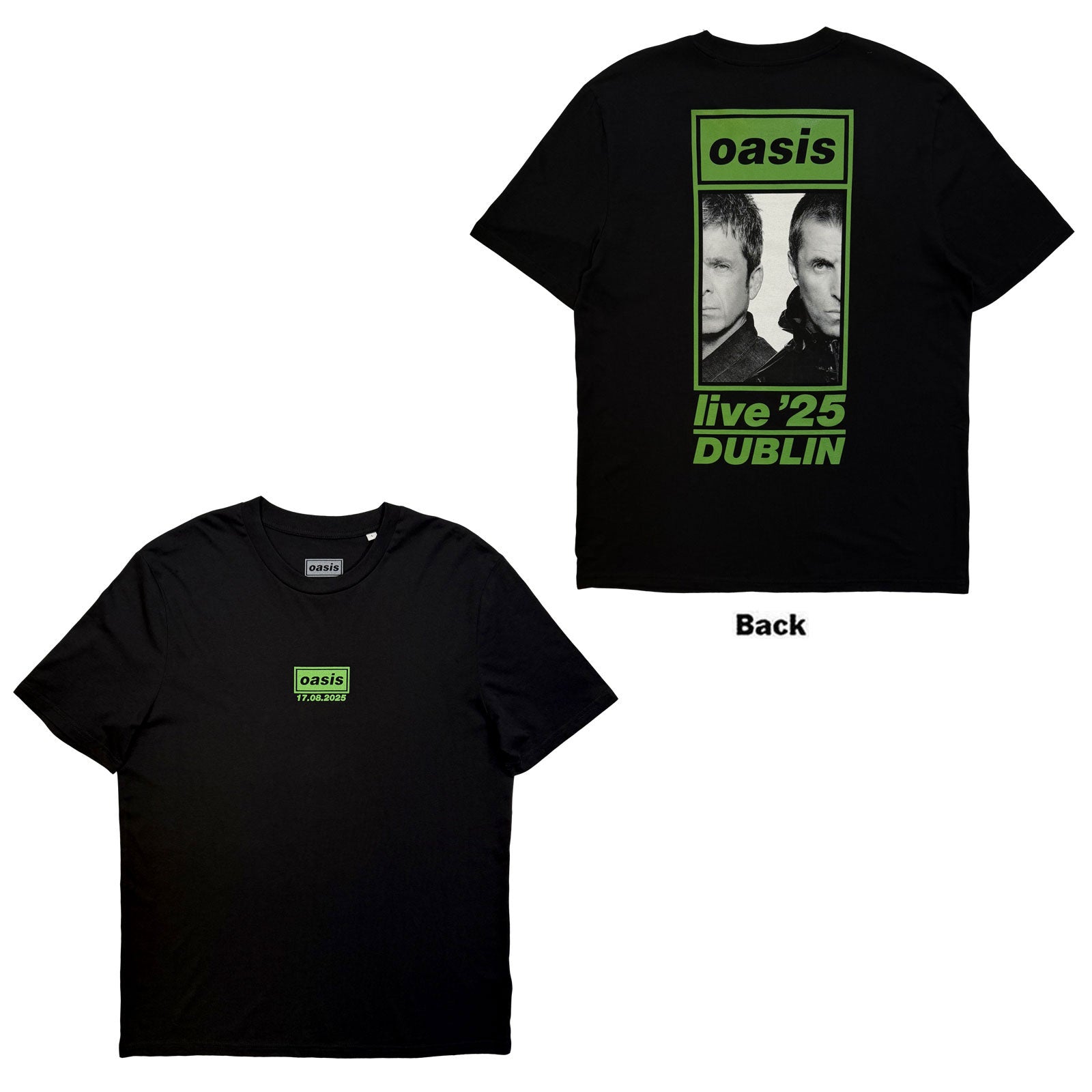 Oasis Unisex T-Shirt: Dublin 17 Aug Event (Black) (Back Print & Ex-Tour)