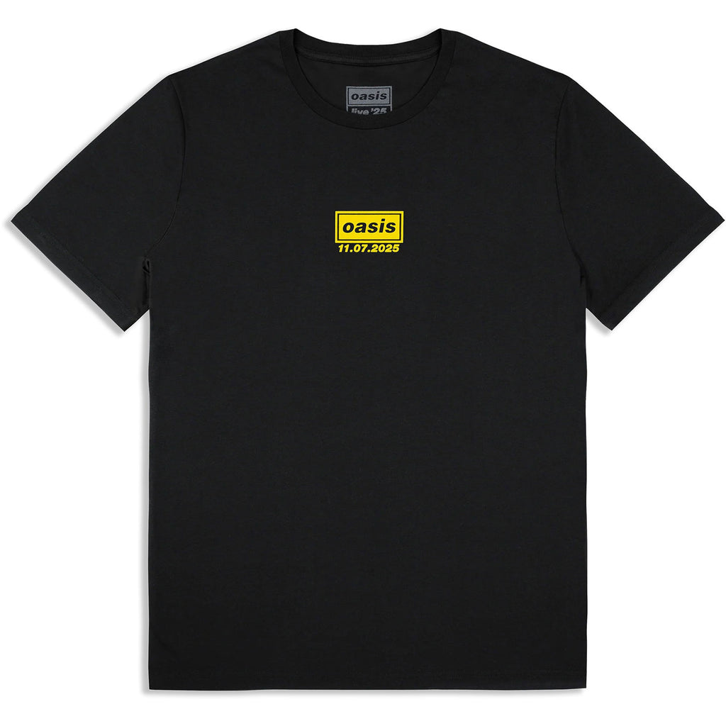 Oasis Unisex T-Shirt: Manchester 11 July Event (Black) (Back Print & Ex-Tour)