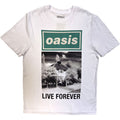 Oasis Unisex T-Shirt: Live Forever Single Cover (White) (Ex-Tour)