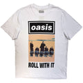 Oasis Unisex T-Shirt: Roll With It Single Cover (White) (Ex-Tour)