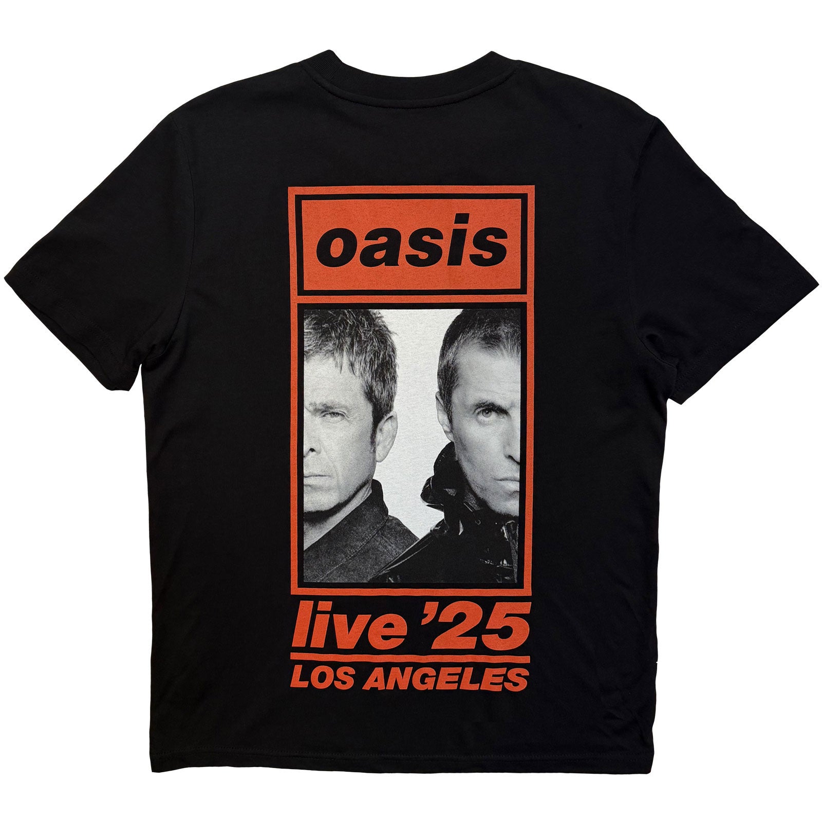 Oasis Unisex T-Shirt: Los Angeles Half Faces Fan Store (Black) (Back Print & Ex-Tour)