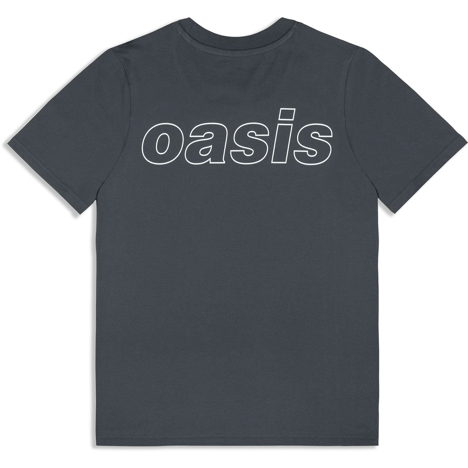 Oasis Unisex T-Shirt: Detroit Bus Photo T-shirt (Navy Blue) (Back Print & Ex-Tour)