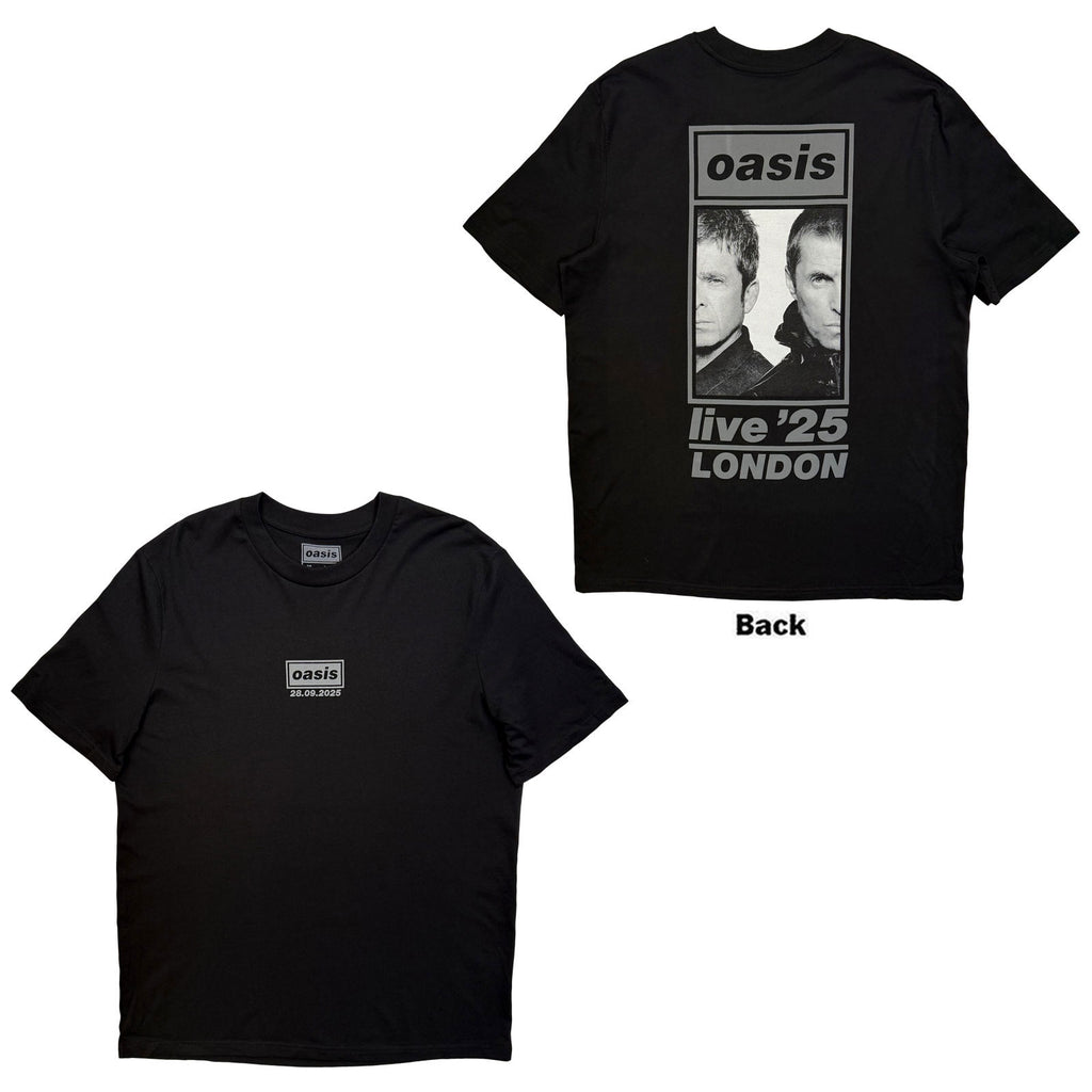 Oasis Unisex T-Shirt: London 28 Sept Event (Black) (Back Print & Ex-Tour)