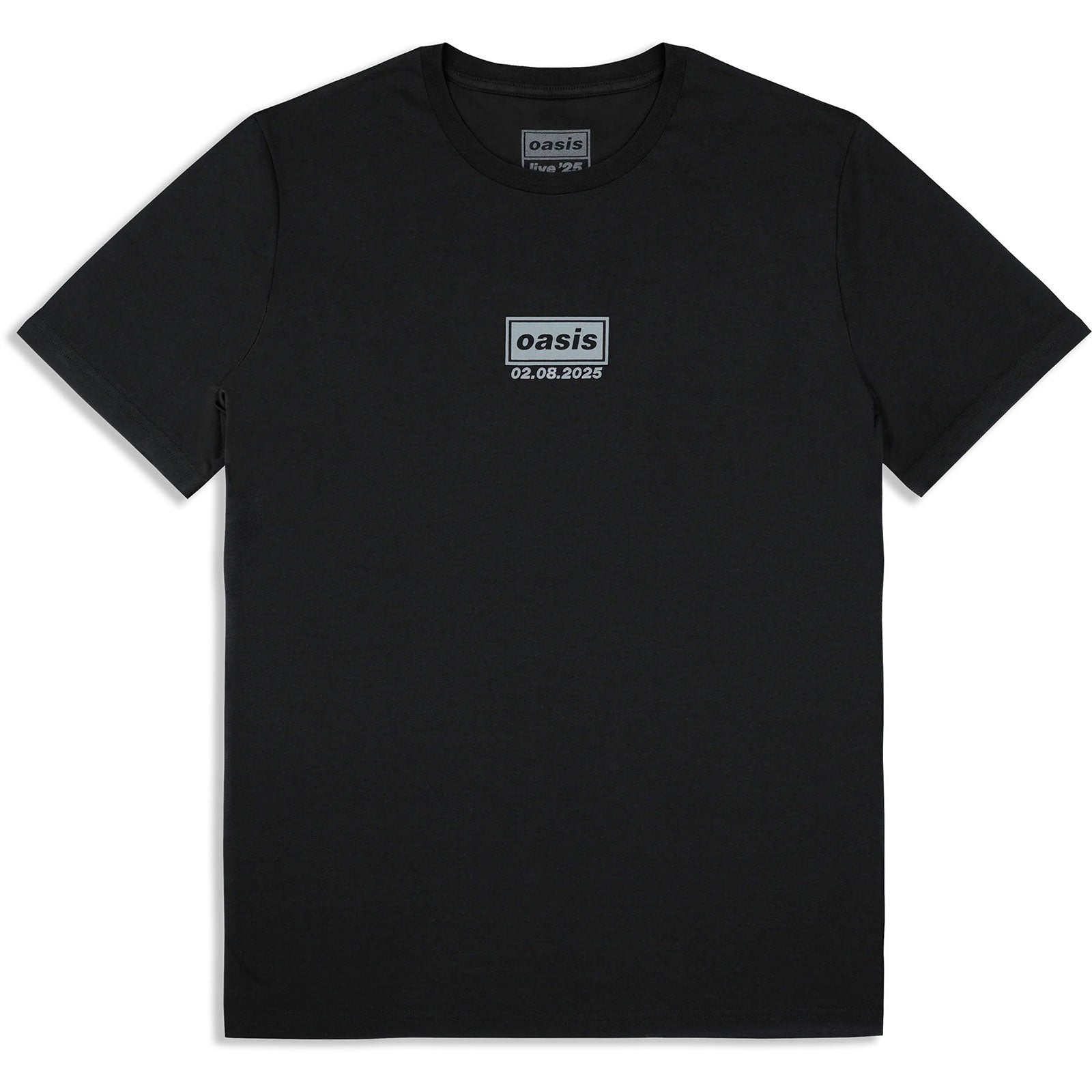 Oasis Unisex T-Shirt: London 2 Aug Event (Black) (Back Print & Ex-Tour)