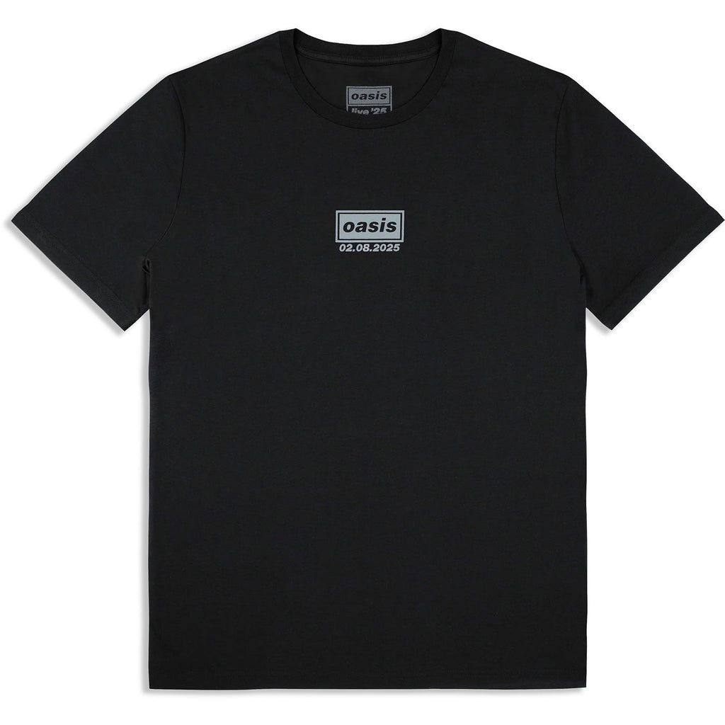 Oasis Unisex T-Shirt: London 2 Aug Event (Black) (Back Print & Ex-Tour)