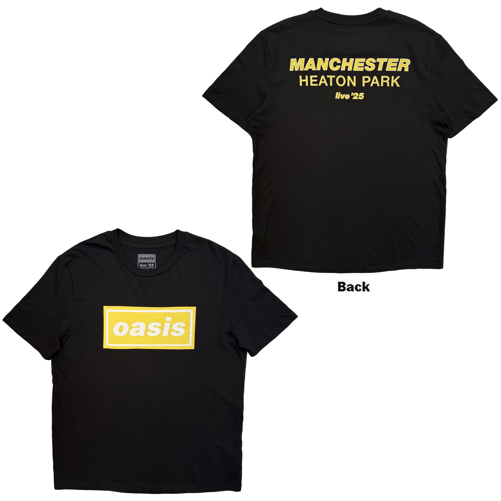 Oasis Unisex T-Shirt: Manchester City Pop Up (Black) (Back Print & Ex-Tour)