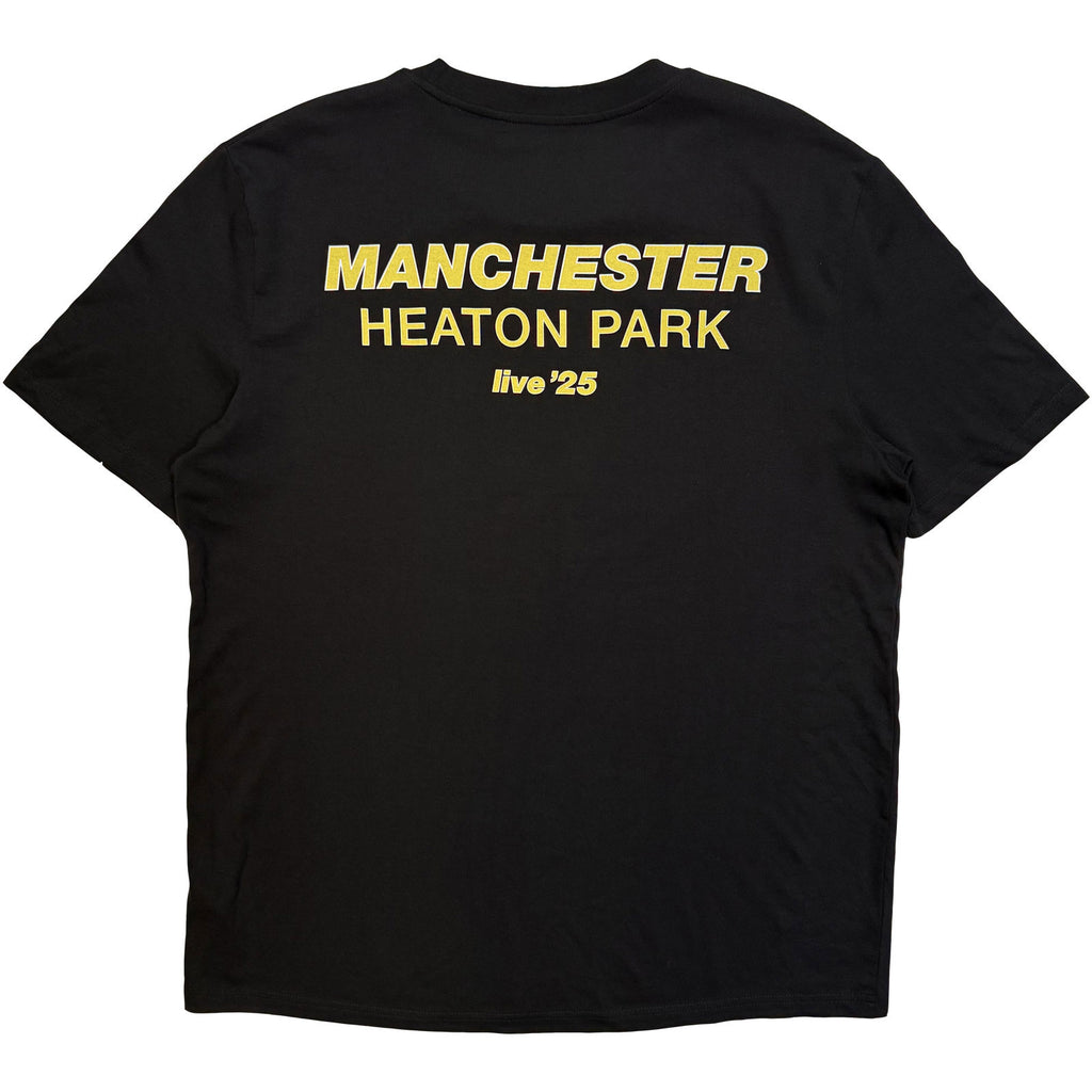Oasis Unisex T-Shirt: Manchester City Pop Up (Black) (Back Print & Ex-Tour)