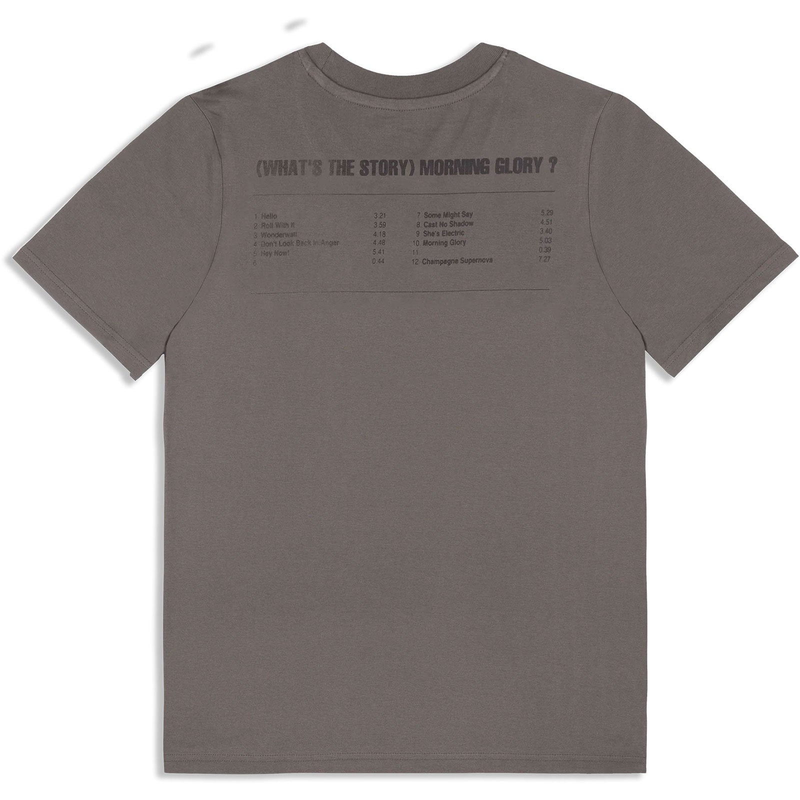 Oasis Unisex T-Shirt: What's The Story Tracklist (Grey) (Back Print & Ex-Tour)