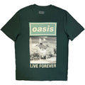 Oasis Unisex T-Shirt: Live Forever Single Cover (Forest Green) (Ex-Tour)