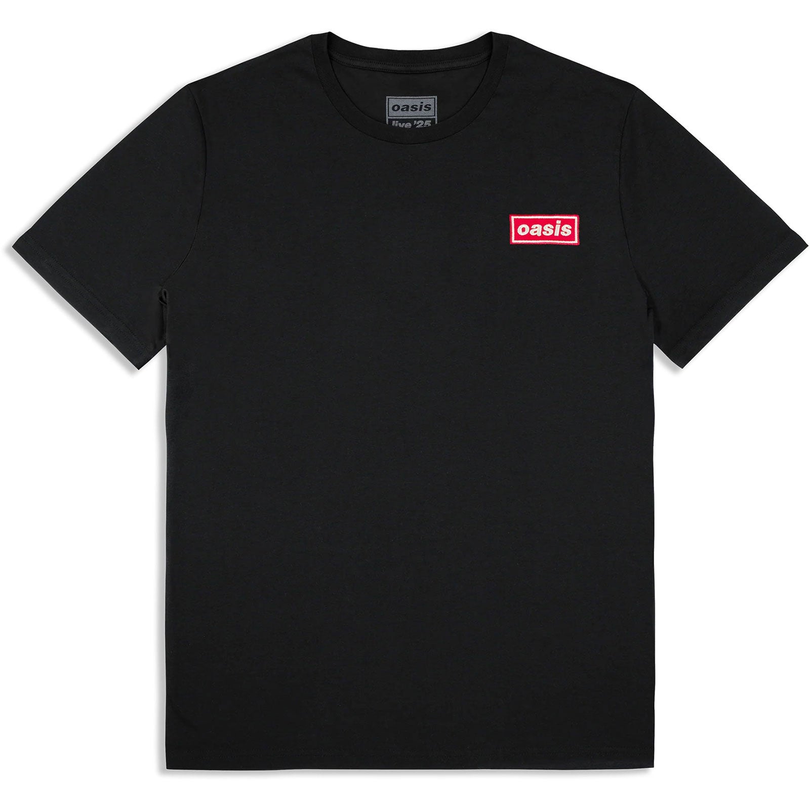 Oasis Unisex T-Shirt: Red Decca Embroidered Logo (Black) (Ex-Tour)