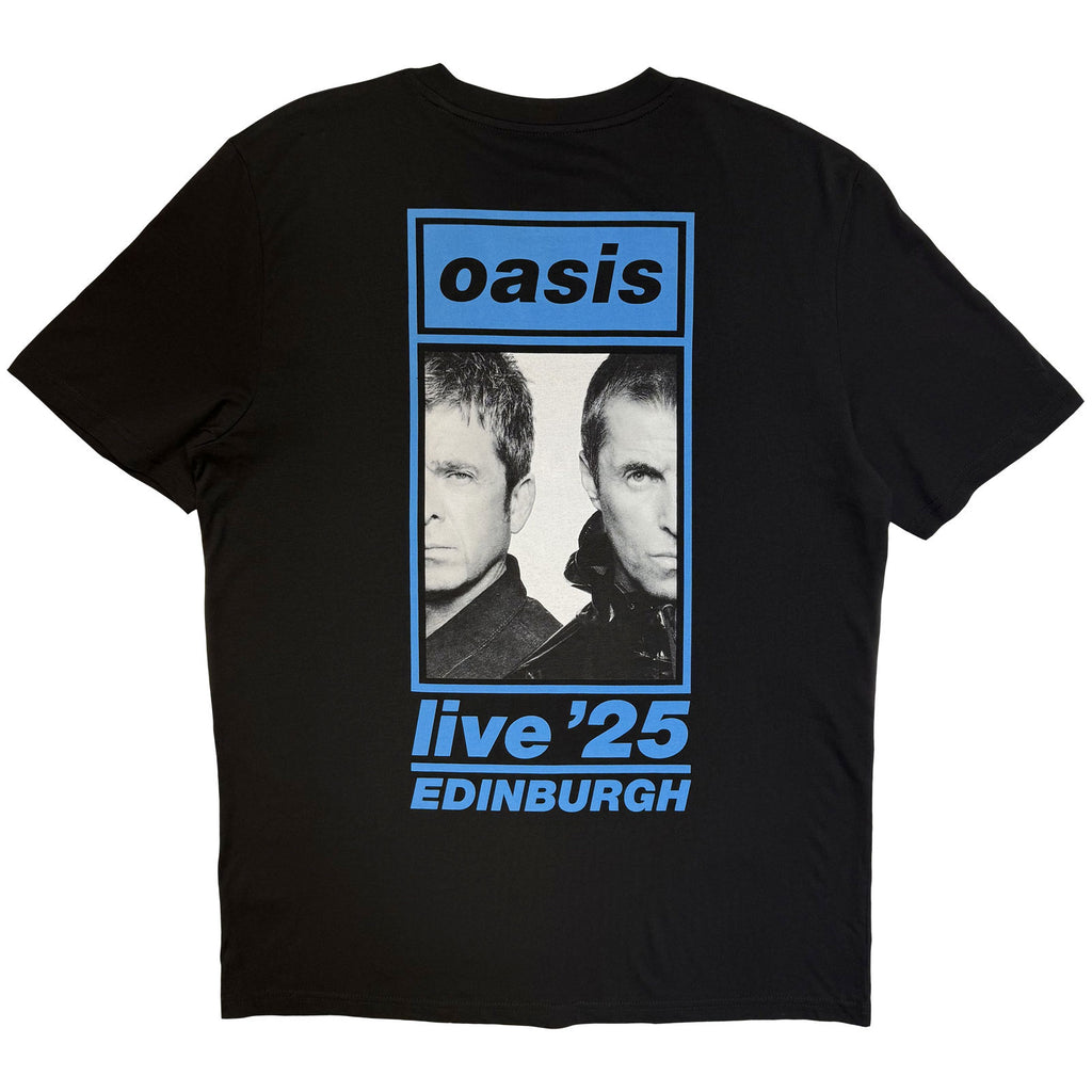 Oasis Unisex T-Shirt: Edinburgh 9 Aug Event (Black) (Back Print & Ex-Tour)