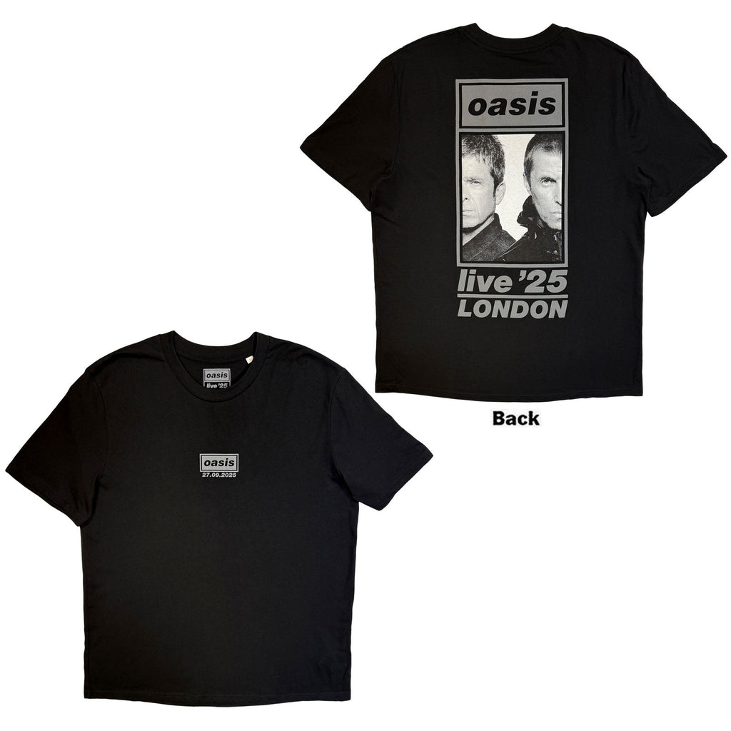 Oasis Unisex T-Shirt: London 27 Sept Event (Black) (Back Print & Ex-Tour)