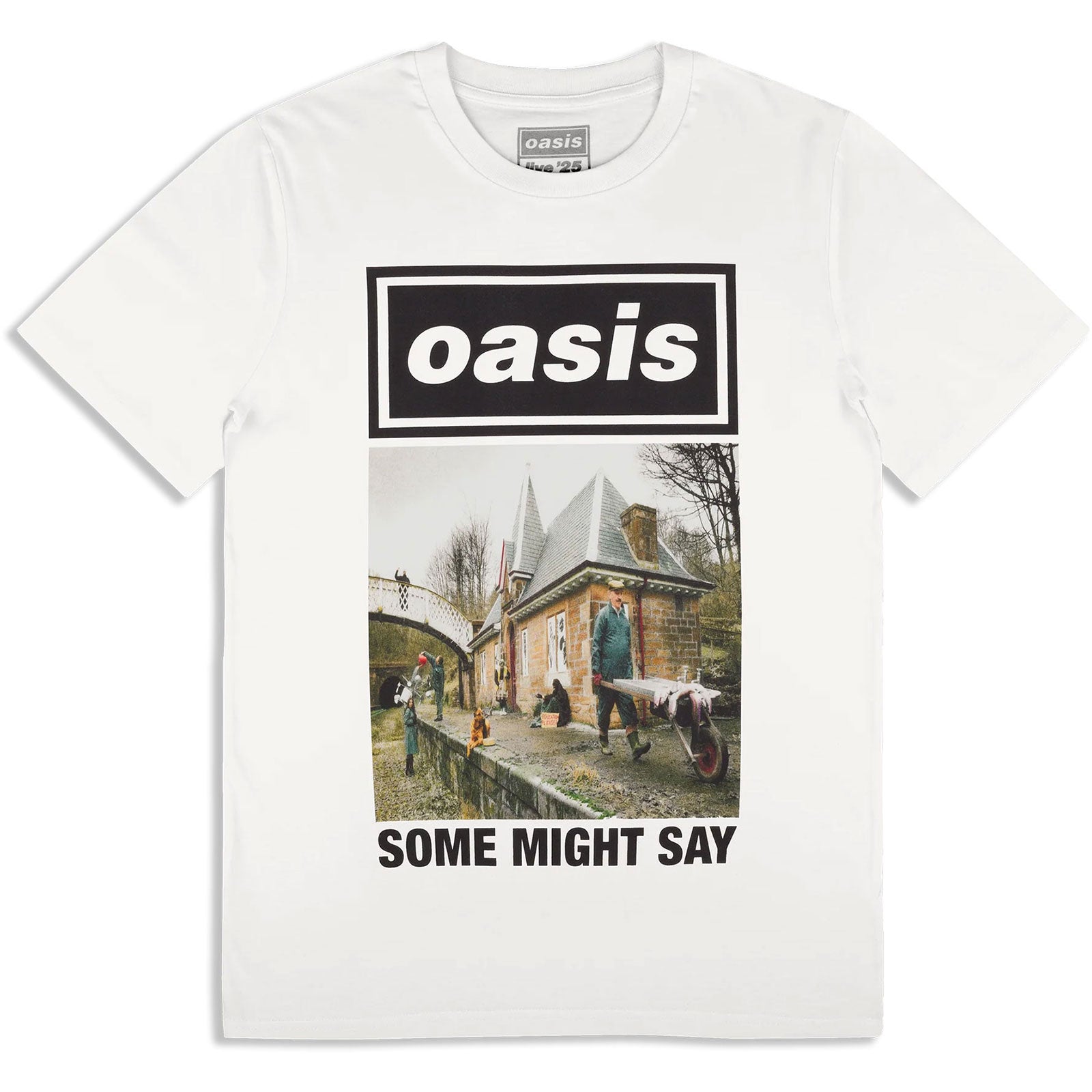 Oasis Unisex T-Shirt: Some Might Say Single Cover (White) (Ex-Tour)