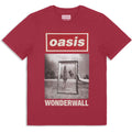 Oasis Unisex T-Shirt: Wonderwall Single Cover (Maroon Red) (Ex-Tour)