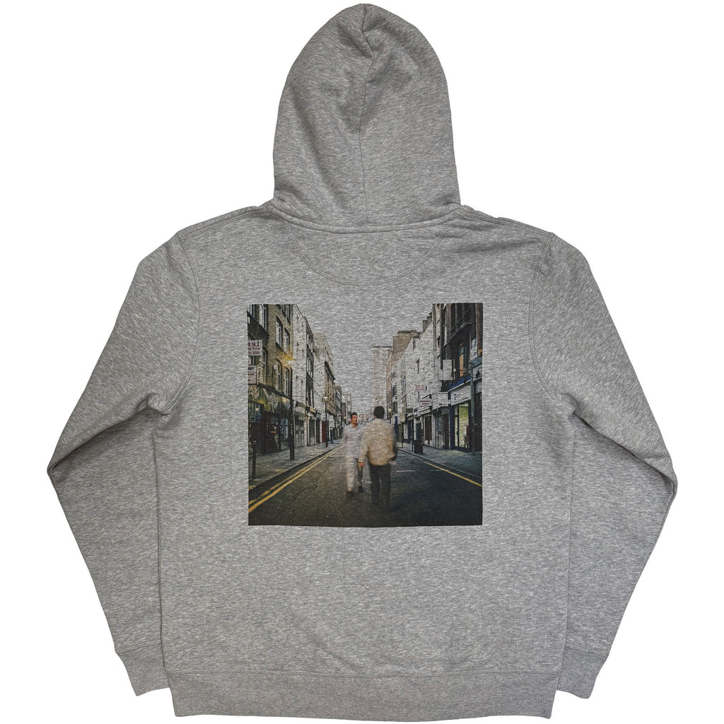 Oasis Unisex Zipped Hoodie: What's The Story Red Logo (Grey) (Back Print & Ex-Tour)
