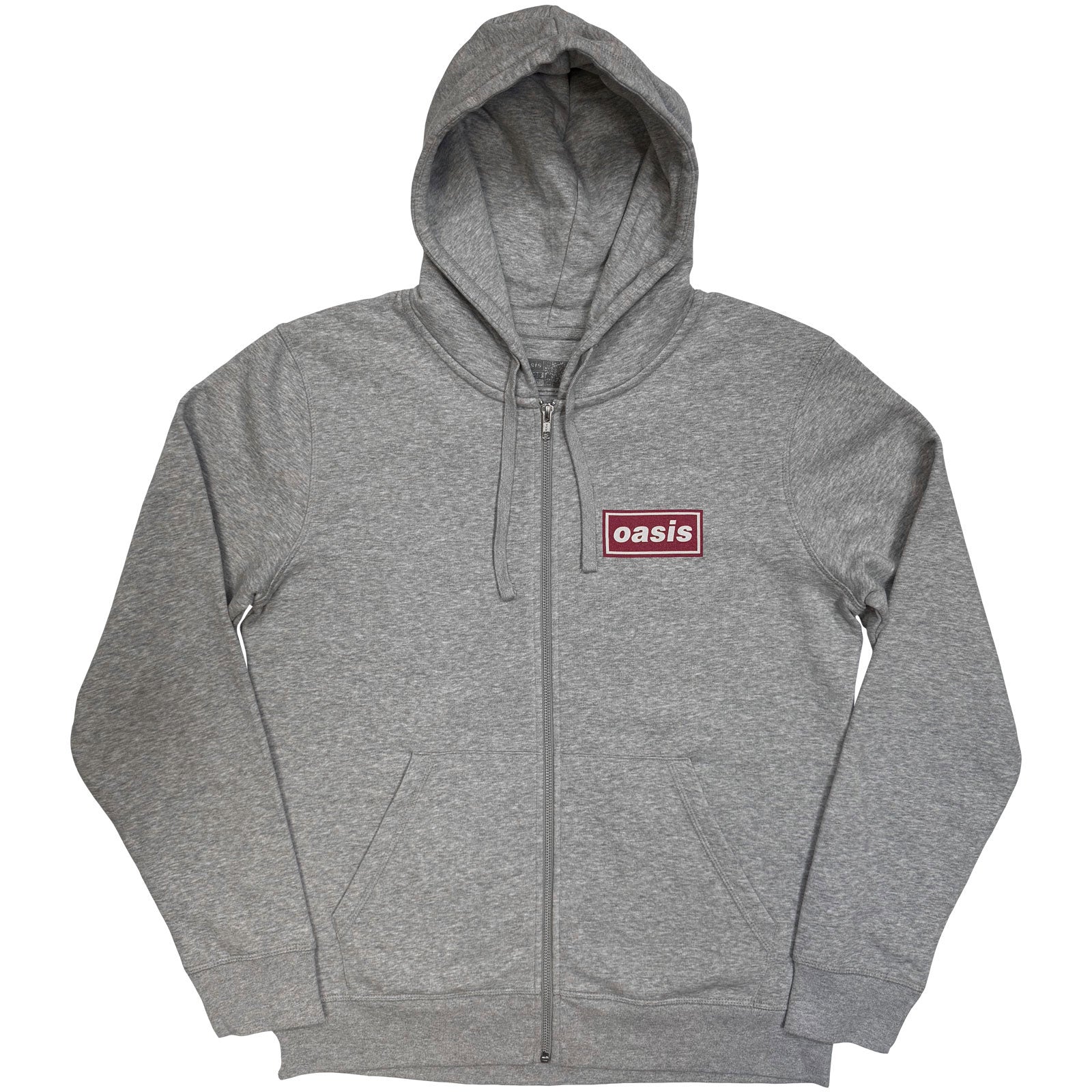 Oasis Unisex Zipped Hoodie: What's The Story Red Logo (Grey) (Back Print & Ex-Tour)