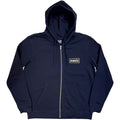 Oasis Unisex Zipped Hoodie: Stencil Logo (Navy Blue) (Ex-Tour)